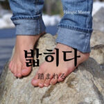 韓国語で「踏まれる」とは?【밟히다】活用する