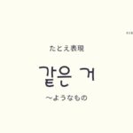 韓国語の表現「~のようなもの」とは?【같은 거】意味・使い方を教えて!