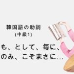 韓国語の助詞 中級①「でも、として、で、のみ、こそまさに…他」