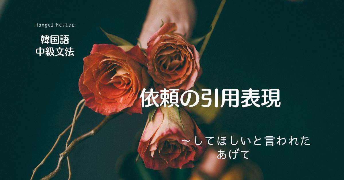 韓国語 依頼の引用表現「~してほしい/あげてと言った」 韓国語 依頼の引用表現「~してほしい/あげてと言った」